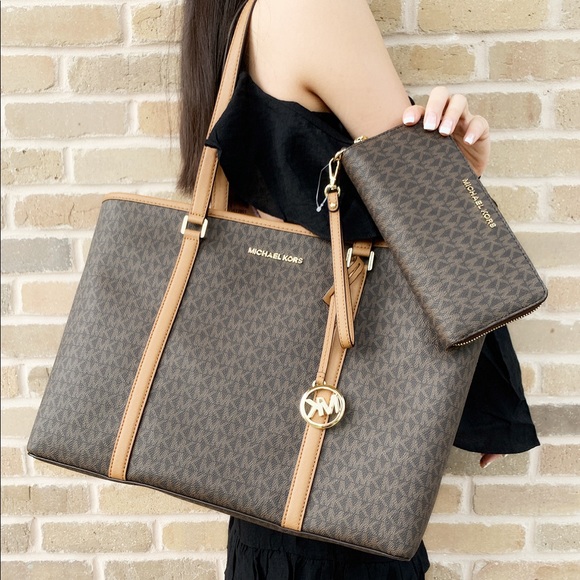 Michael kors large laptop tote + wallet SET brown - Picture 2 of 8